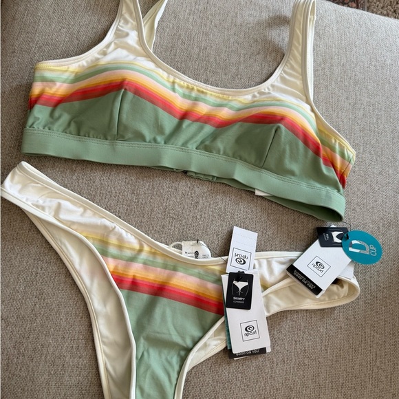 Rip curl retro Colorful Striped Bikini Set - D cup, XL, NWT - Picture 1 of 9